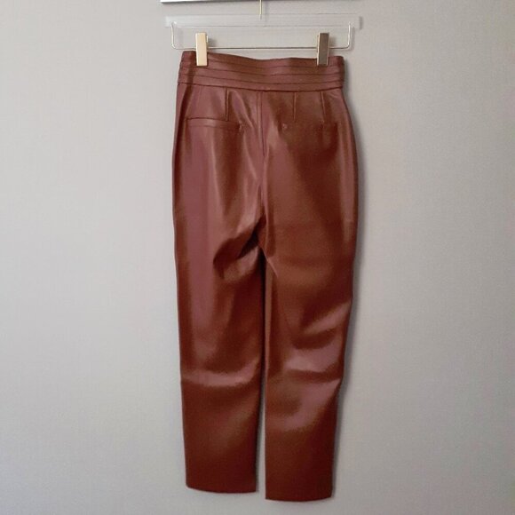 NWT 7 For all Mankind cognac brown faux leather pants, XS - Picture 6 of 9
